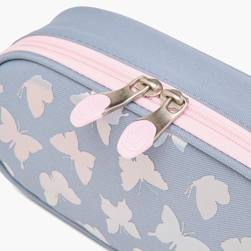 St.Right Pencil Case-Silver Butterflies-1 Cmprt-Girls (Polyester) Grey \ 23X10X5 - Image 4
